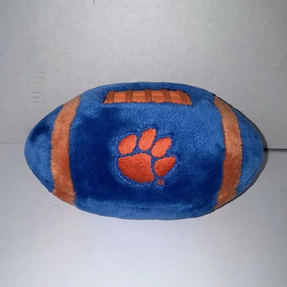 Vintage KenTex Clemson Tigers Plush Football 11” Blue Orange NCAA Paw Logo